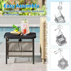 Costway Table d'appoint carrée en rotin PE tressé avec trou pour parasol de 4 cm