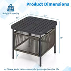 Costway Table d'appoint carrée en rotin PE tressé avec trou pour parasol de 4 cm