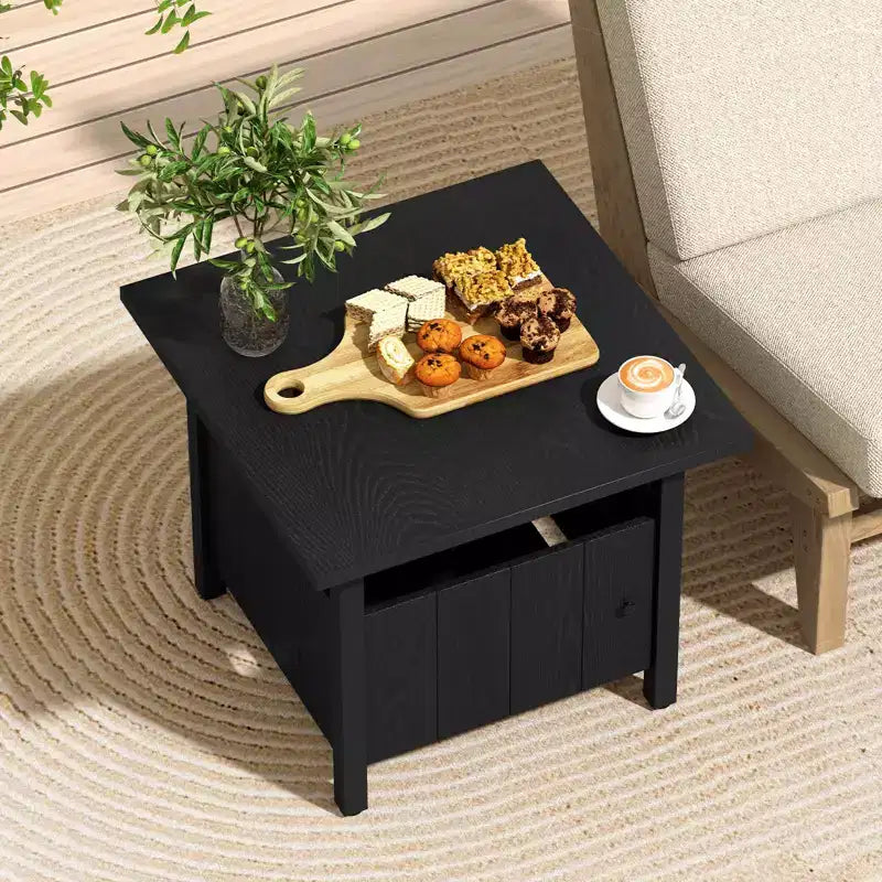 Costway Lot de 2 tables d'appoint d'extérieur avec trou pour parasol de 4,8 cm, base de parasol de terrasse