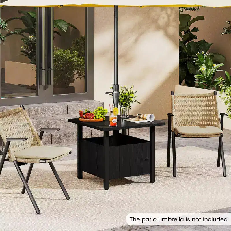 Costway Lot de 2 tables d'appoint d'extérieur avec trou pour parasol de 4,8 cm, base de parasol de terrasse