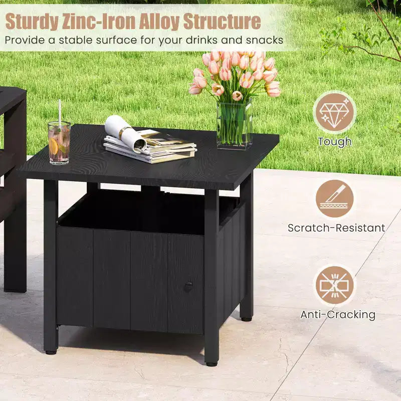 Costway Lot de 2 tables d'appoint d'extérieur avec trou pour parasol de 4,8 cm, base de parasol de terrasse