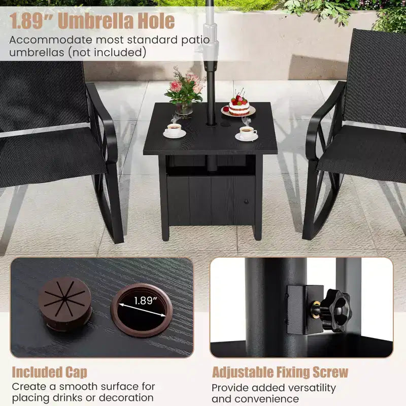 Costway Lot de 2 tables d'appoint d'extérieur avec trou pour parasol de 4,8 cm, base de parasol de terrasse