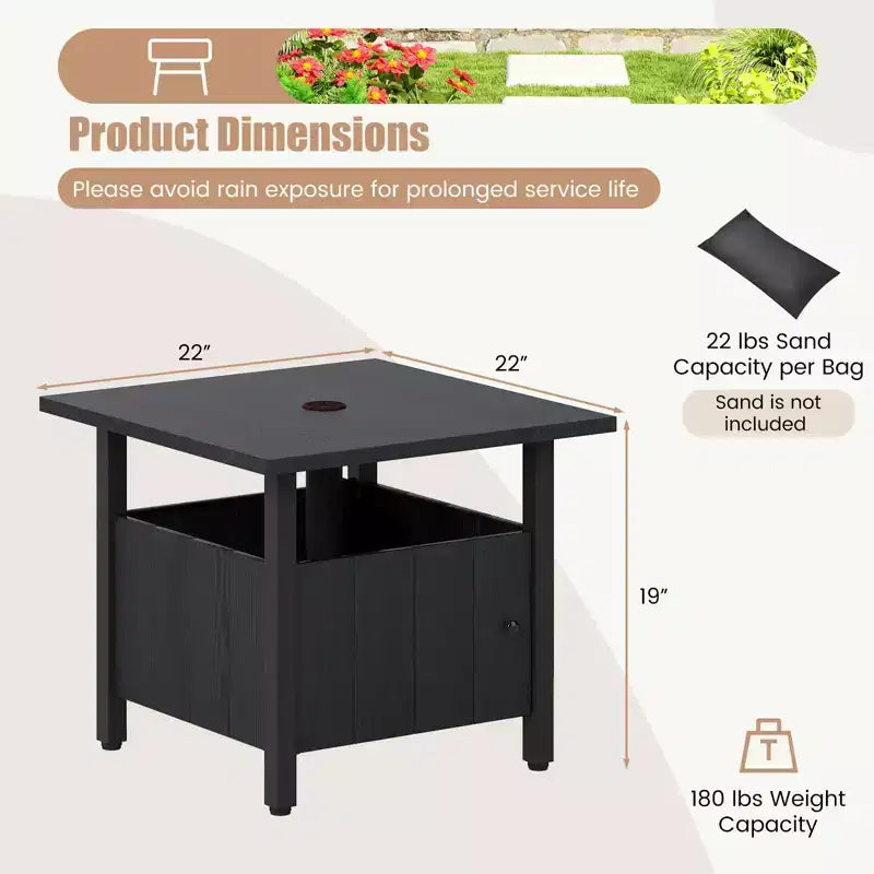 Costway Lot de 2 tables d'appoint d'extérieur avec trou pour parasol de 4,8 cm, base de parasol de terrasse