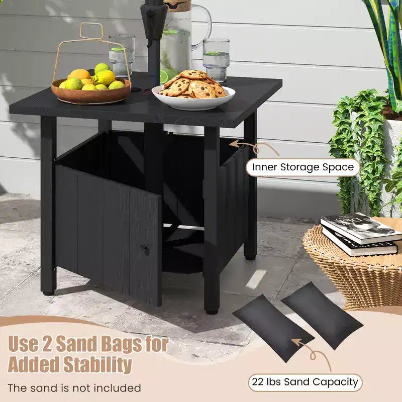 Costway Lot de 2 tables d'appoint d'extérieur avec trou pour parasol de 4,8 cm, base de parasol de terrasse