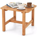 Costway Patio Teak Wood Side Table with Slatted Tabletop Small Coffee Table for Porch