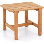 Table d'appoint de patio Costway en bois de teck avec plateau à lattes, petite table basse pour véranda