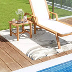 Table d'appoint de patio Costway en bois de teck avec plateau à lattes, petite table basse pour véranda