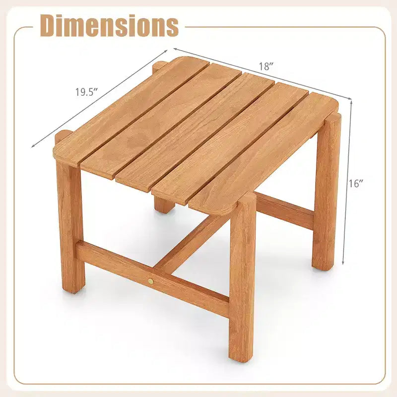Table d'appoint de patio Costway en bois de teck avec plateau à lattes, petite table basse pour véranda