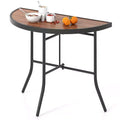 Costway Half-Round Folding Event Table Foldable Banquet Table w/ Metal Frame Brown