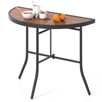 Costway Half-Round Folding Event Table Foldable Banquet Table w/ Metal Frame Brown
