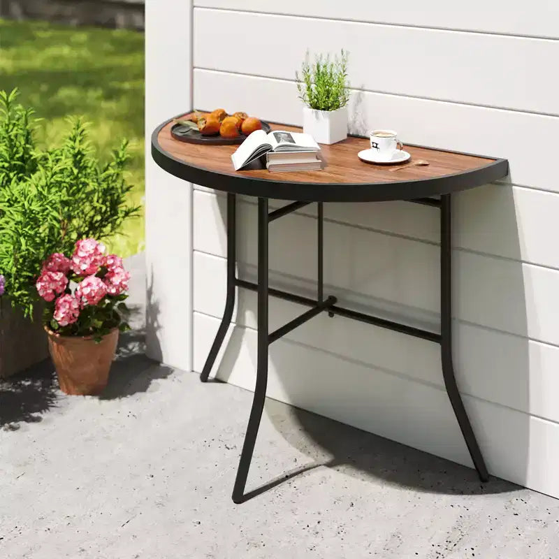 Costway Table de réception pliante semi-circulaire Table de banquet pliable avec cadre métallique Marron