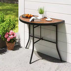 Costway Table de réception pliante semi-circulaire Table de banquet pliable avec cadre métallique Marron