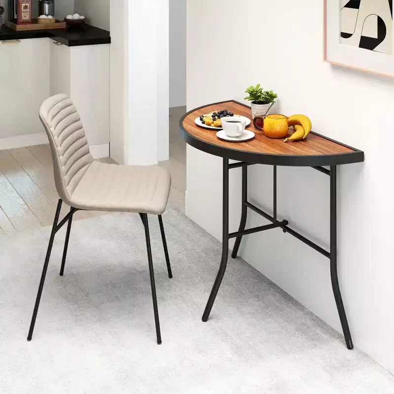 Costway Table de réception pliante semi-circulaire Table de banquet pliable avec cadre métallique Marron