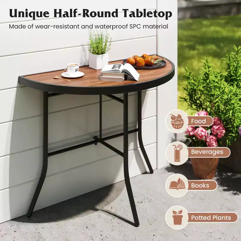 Costway Table de réception pliante semi-circulaire Table de banquet pliable avec cadre métallique Marron