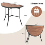 Costway Table de réception pliante semi-circulaire Table de banquet pliable avec cadre métallique Marron