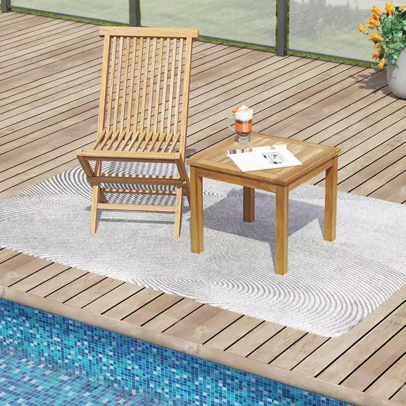 Costway Set 2 Tavolini da Caffè Quadrati in Legno di Teak per Balcone Giardino Patio