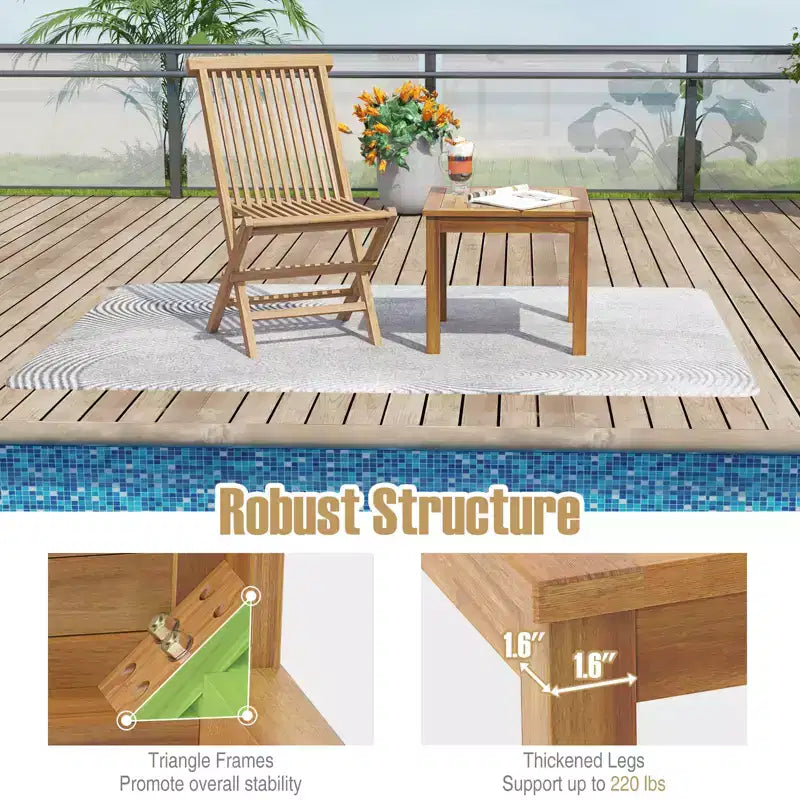 Costway Set 2 Tavolini da Caffè Quadrati in Legno di Teak per Balcone Giardino Patio