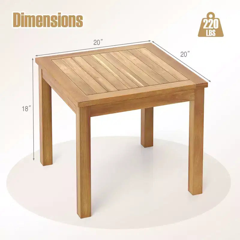 Costway Set 2 Tavolini da Caffè Quadrati in Legno di Teak per Balcone Giardino Patio