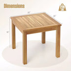 Costway Set 2 Tavolini da Caffè Quadrati in Legno di Teak per Balcone Giardino Patio