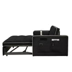 TUYOHW Canapé-Lit Extensible 141 cm, Causeuse à Dossier Réglable avec Poches Latérales et 2 Oreillers, Canapé Convertible en Velours pour Petits Espaces