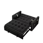 TUYOHW Canapé-Lit Extensible 141 cm, Causeuse à Dossier Réglable avec Poches Latérales et 2 Oreillers, Canapé Convertible en Velours pour Petits Espaces