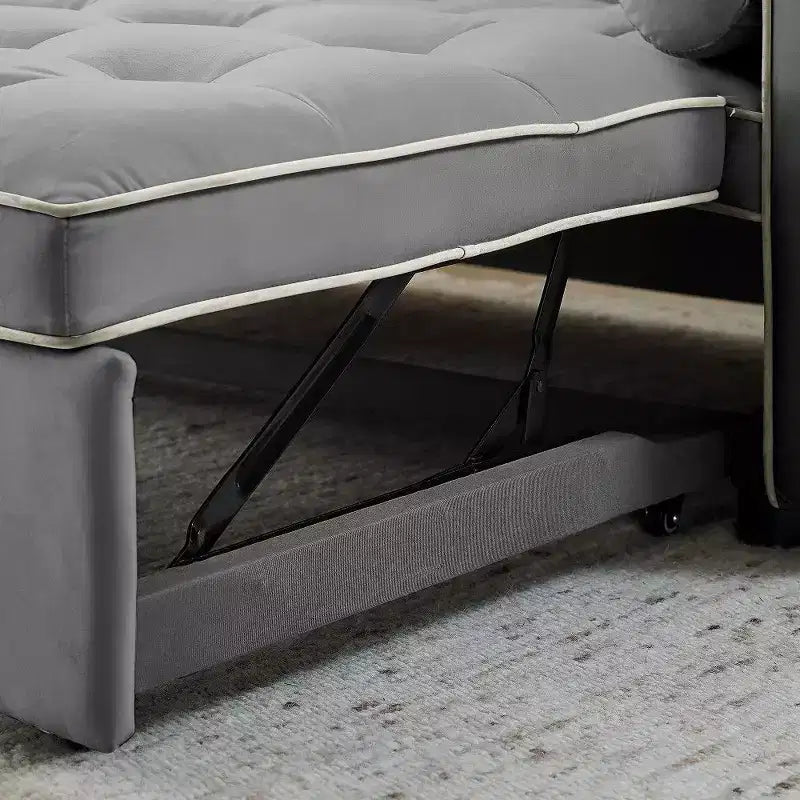 TUYOHW Canapé-Lit Extensible 141 cm, Causeuse à Dossier Réglable avec Poches Latérales et 2 Oreillers, Canapé Convertible en Velours pour Petits Espaces