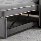 TUYOHW Canapé-Lit Extensible 141 cm, Causeuse à Dossier Réglable avec Poches Latérales et 2 Oreillers, Canapé Convertible en Velours pour Petits Espaces