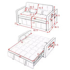 TUYOHW Canapé-Lit Extensible 141 cm, Causeuse à Dossier Réglable avec Poches Latérales et 2 Oreillers, Canapé Convertible en Velours pour Petits Espaces