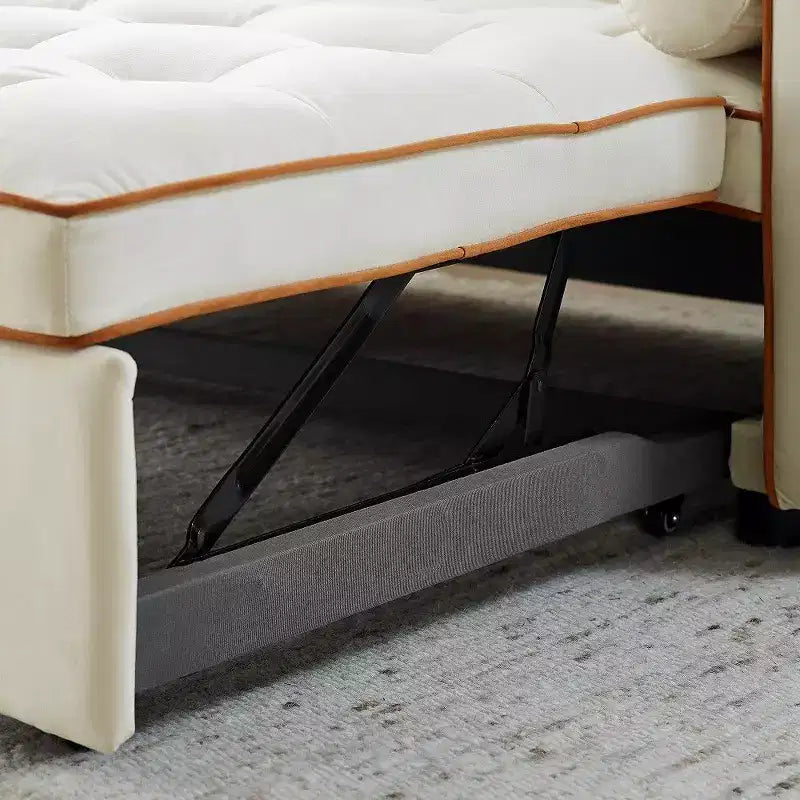 TUYOHW Canapé-Lit Extensible 141 cm, Causeuse à Dossier Réglable avec Poches Latérales et 2 Oreillers, Canapé Convertible en Velours pour Petits Espaces