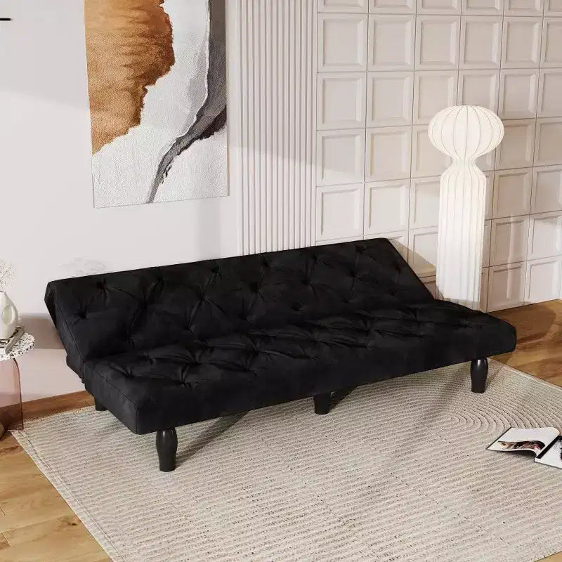 TUYOHW Divano Convertibile Salvaspazio da 66'', Divano Letto in Velluto con Robusta Struttura in Legno, Divanetto a 3 Posizioni Regolabili per Soggiorno