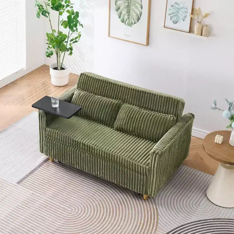 Divano convertibile salvaspazio TUYOHW, divano letto in velluto a coste con piano del tavolo rimovibile e porta USB, divanetto multifunzionale per il soggiorno