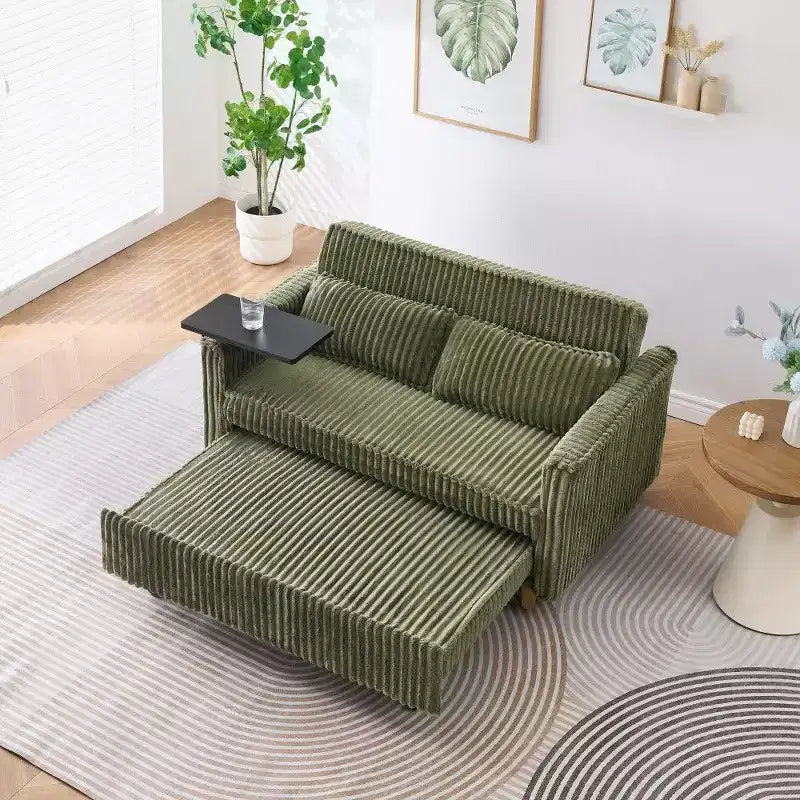 Divano convertibile salvaspazio TUYOHW, divano letto in velluto a coste con piano del tavolo rimovibile e porta USB, divanetto multifunzionale per il soggiorno