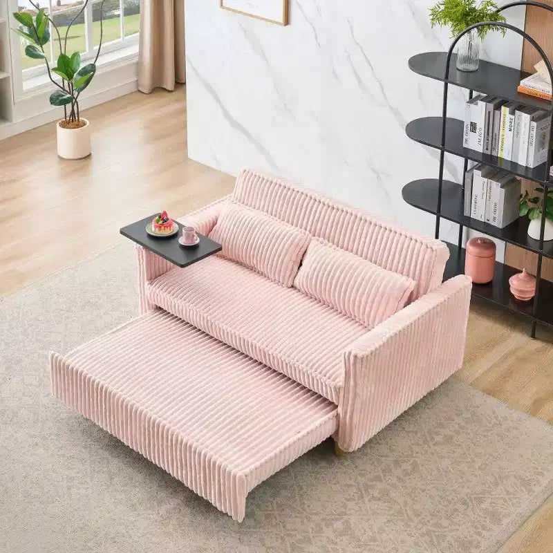 Divano convertibile salvaspazio TUYOHW, divano letto in velluto a coste con piano del tavolo rimovibile e porta USB, divanetto multifunzionale per il soggiorno