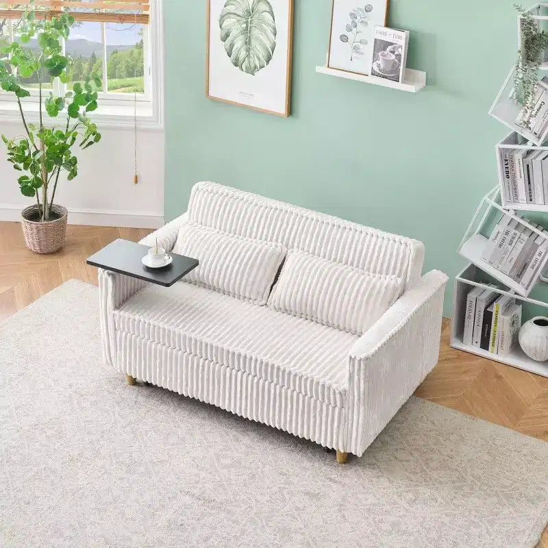 Divano convertibile salvaspazio TUYOHW, divano letto in velluto a coste con piano del tavolo rimovibile e porta USB, divanetto multifunzionale per il soggiorno