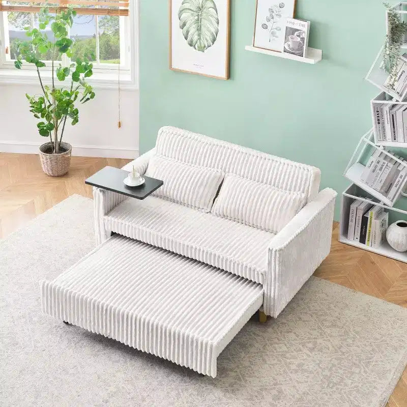 Divano convertibile salvaspazio TUYOHW, divano letto in velluto a coste con piano del tavolo rimovibile e porta USB, divanetto multifunzionale per il soggiorno