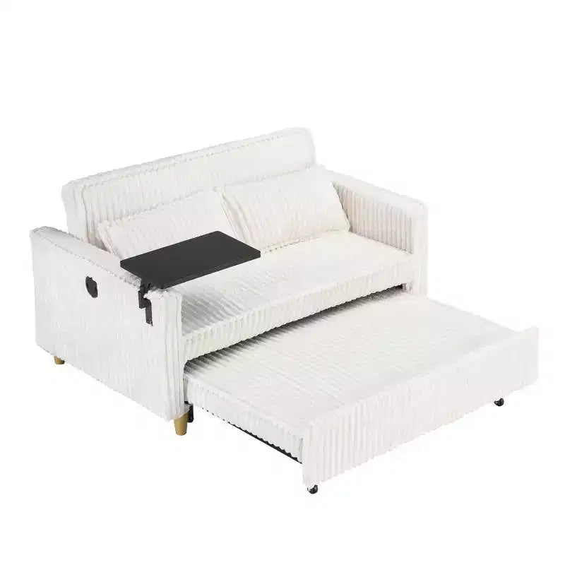 Divano convertibile salvaspazio TUYOHW, divano letto in velluto a coste con piano del tavolo rimovibile e porta USB, divanetto multifunzionale per il soggiorno