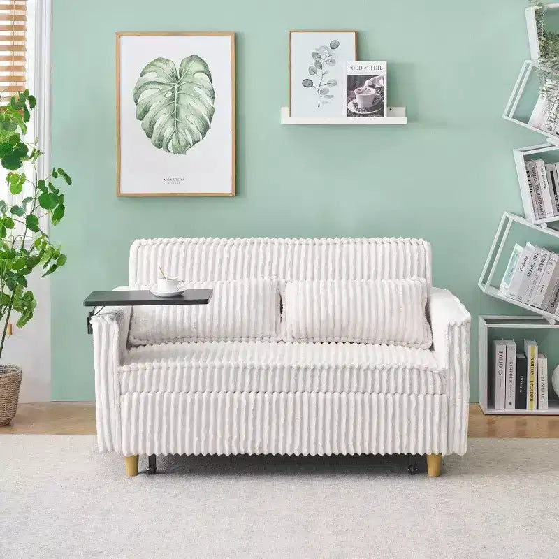 Divano convertibile salvaspazio TUYOHW, divano letto in velluto a coste con piano del tavolo rimovibile e porta USB, divanetto multifunzionale per il soggiorno