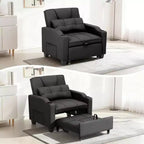 3-in-1 Convertible Sofa Bed ChairPull-Out Sleeper with Adjustable Backrest, USB Charging Port, Cup Holders & Side Pockets, for Living Room Bedroom