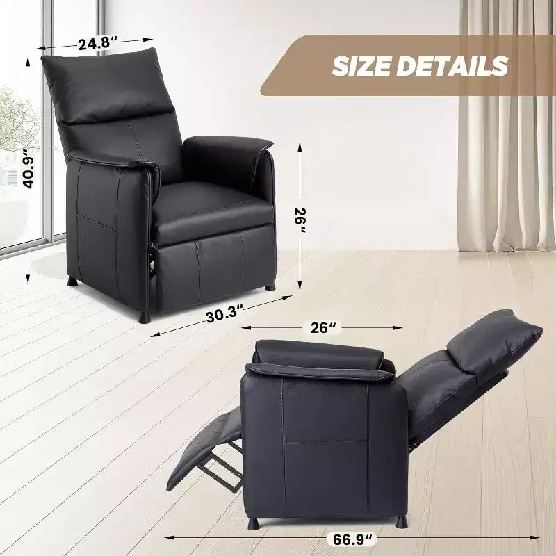 Poltrona Reclinabile Elettrica con Massaggio e Calore, Poltrona Recliner Singola Regolabile in Pelle PU con Telecomando, Poltrona Home Theater per Soggiorno