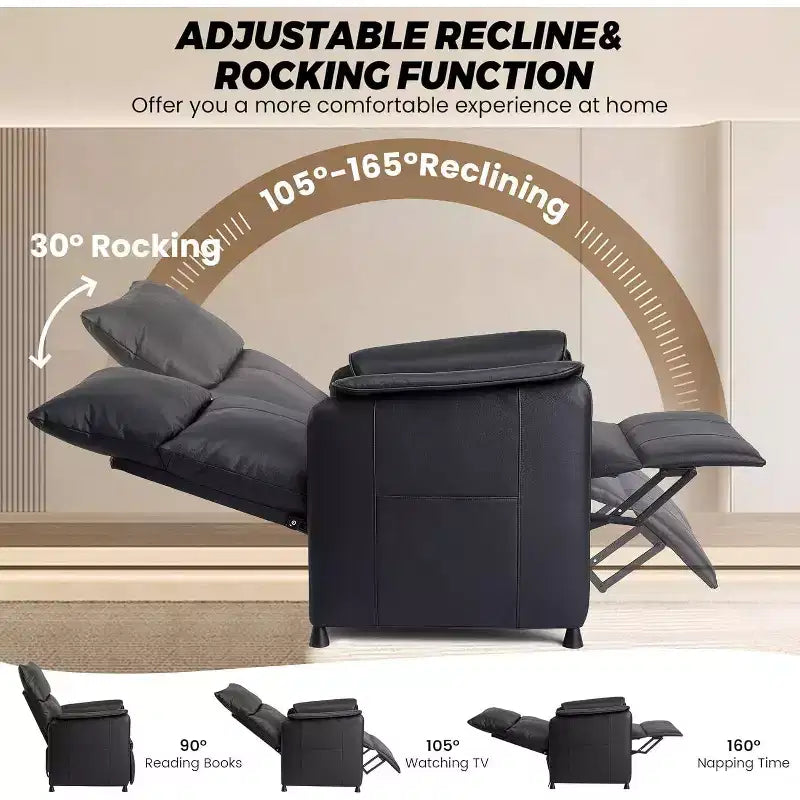 Poltrona Reclinabile Elettrica con Massaggio e Calore, Poltrona Recliner Singola Regolabile in Pelle PU con Telecomando, Poltrona Home Theater per Soggiorno