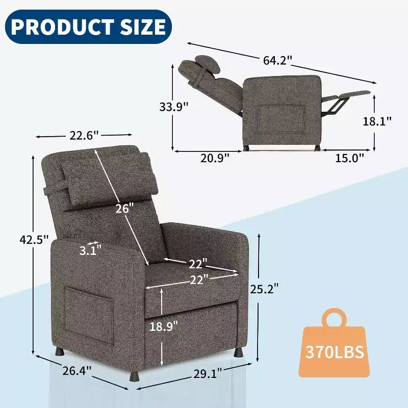 Poltrona Reclinabile Elettrica Divano Reclinabile Regolabile Poltrona Reclinabile Elettrica Poltrona Pigra Seduta per Home Theater con Massaggio Riscaldante per Soggiorno, Camera da Letto, Ufficio