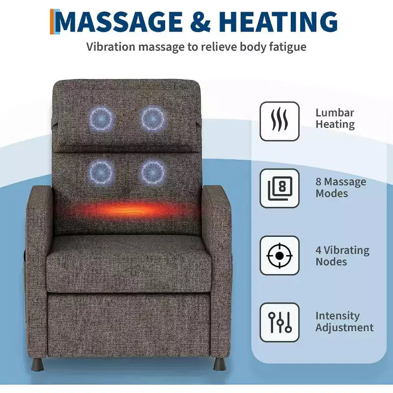 Poltrona Reclinabile Elettrica Divano Reclinabile Regolabile Poltrona Reclinabile Elettrica Poltrona Pigra Seduta per Home Theater con Massaggio Riscaldante per Soggiorno, Camera da Letto, Ufficio