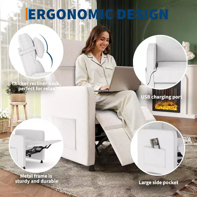 Poltrona Reclinabile Elettrica Divano Reclinabile Regolabile Poltrona Reclinabile Elettrica Poltrona Pigra Seduta per Home Theater con Massaggio Riscaldante per Soggiorno, Camera da Letto, Ufficio