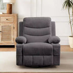 Fauteuil à bascule pivotant, petit fauteuil inclinable à bascule pour petits espaces, fauteuil planeur rembourré en tissu avec poches latérales et porte-gobelet, fauteuil inclinable avec massage et chauffage