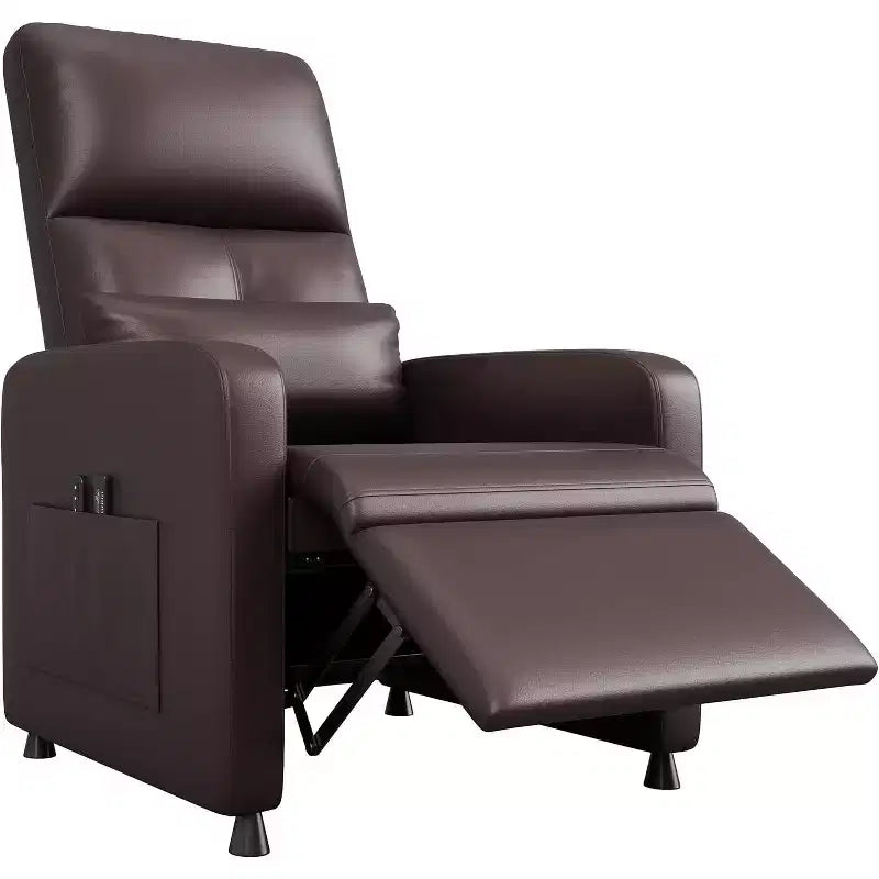 Poltrona Reclinabile Elettrica con Massaggio e Riscaldamento, Recliner Elettrico Regolabile Ergonomico in Pelle PU Imbottita, 2 Tasche Laterali e Porta USB