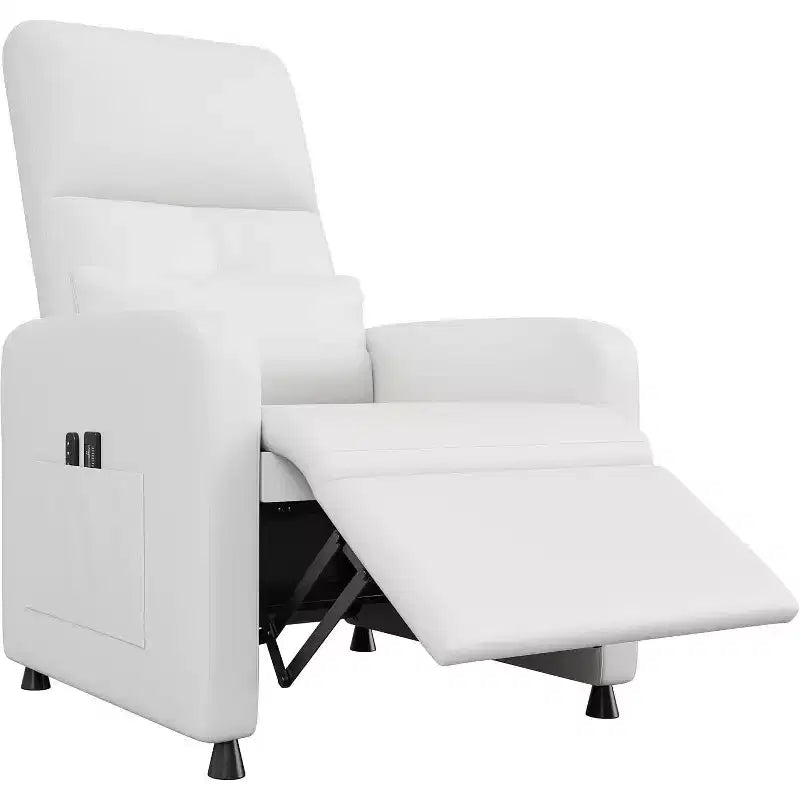 Poltrona Reclinabile Elettrica con Massaggio e Riscaldamento, Recliner Elettrico Regolabile Ergonomico in Pelle PU Imbottita, 2 Tasche Laterali e Porta USB