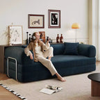 Canapé d'angle modulable sans accoudoirs Whisen 78.8, convertible en lit, canapé de compression avec coussins de dossier et accoudoirs.