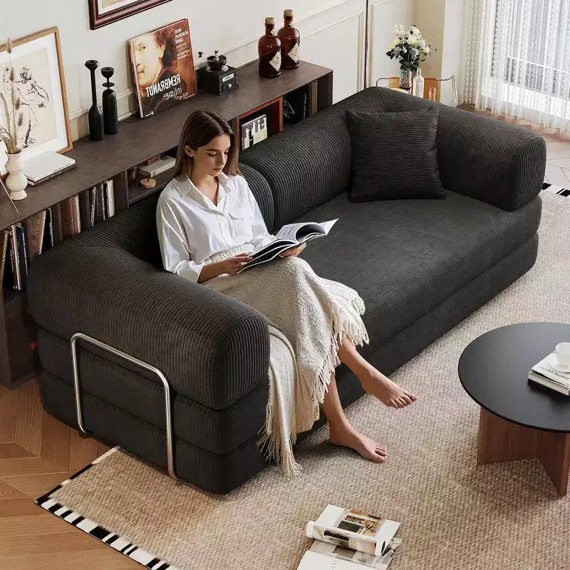 Canapé d'angle modulable sans accoudoirs Whisen 78.8, convertible en lit, canapé de compression avec coussins de dossier et accoudoirs.