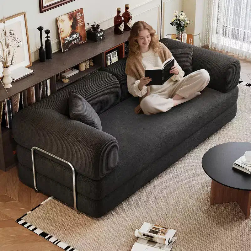 Canapé d'angle modulable sans accoudoirs Whisen 78.8, convertible en lit, canapé de compression avec coussins de dossier et accoudoirs.