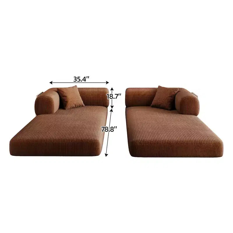 Canapé d'angle modulable sans accoudoirs Whisen 78.8, convertible en lit, canapé de compression avec coussins de dossier et accoudoirs.
